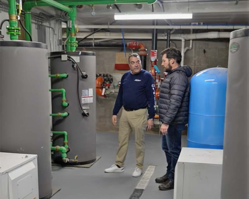 Two men from C.M. Armitage in working environment conversating